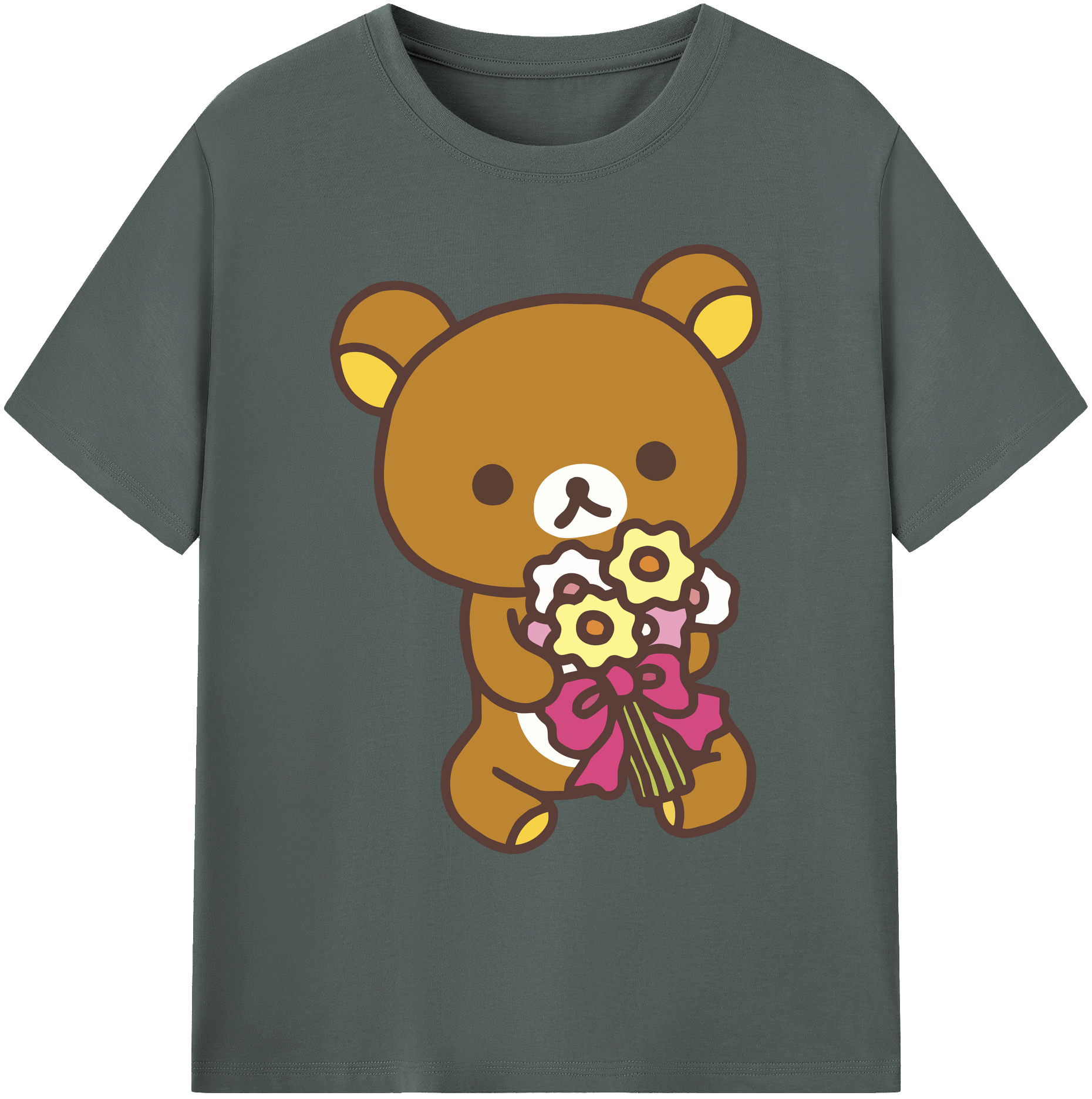 （画像用） リラックマ リラックマ キイロイトリ Rilakkuma Korilakkuma Kiiroitori 綿100％ メンズ半袖Tシャツ｜肌触りやわらか＆通気性